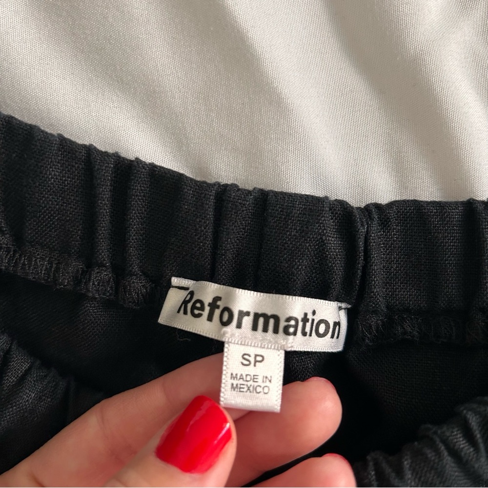 Reformation 100% linen black drawstring pants SP - Picture 12 of 14